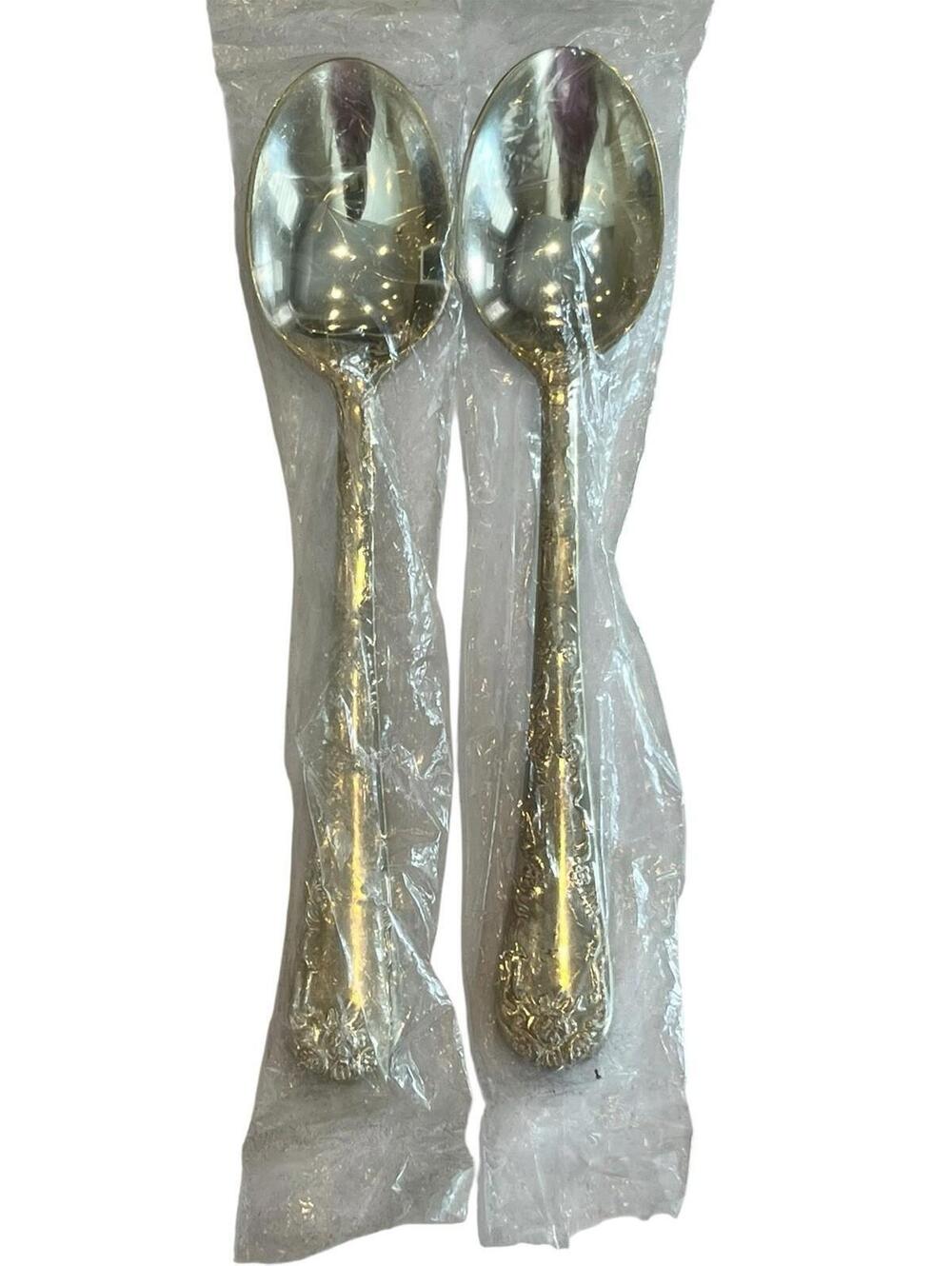 WM Roger Enchanted Rose Vintage Silverplate by Intl Silver 2 Teaspoons NEW